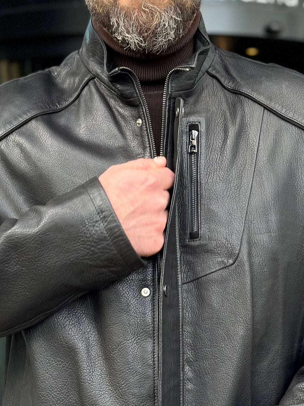 Black men’s leather jacket