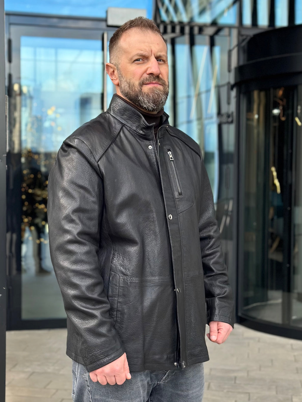 Black men’s leather jacket