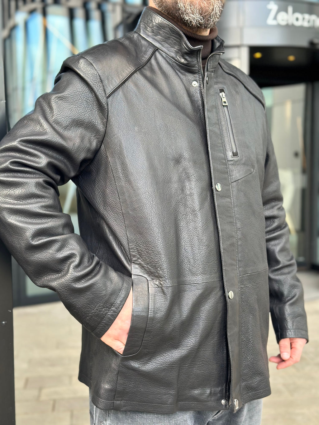 Black men’s leather jacket