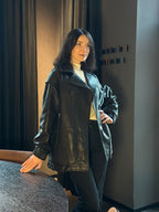 Czarna skórzana kurtka damska