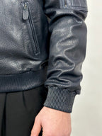 Skórzana kurtka lotnicza w kolorze ciemnoniebieskim