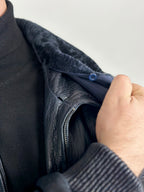 Skórzana kurtka lotnicza w kolorze ciemnoniebieskim