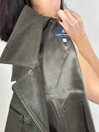 Damska skórzana kurtka w ciemnozielonym kolorze