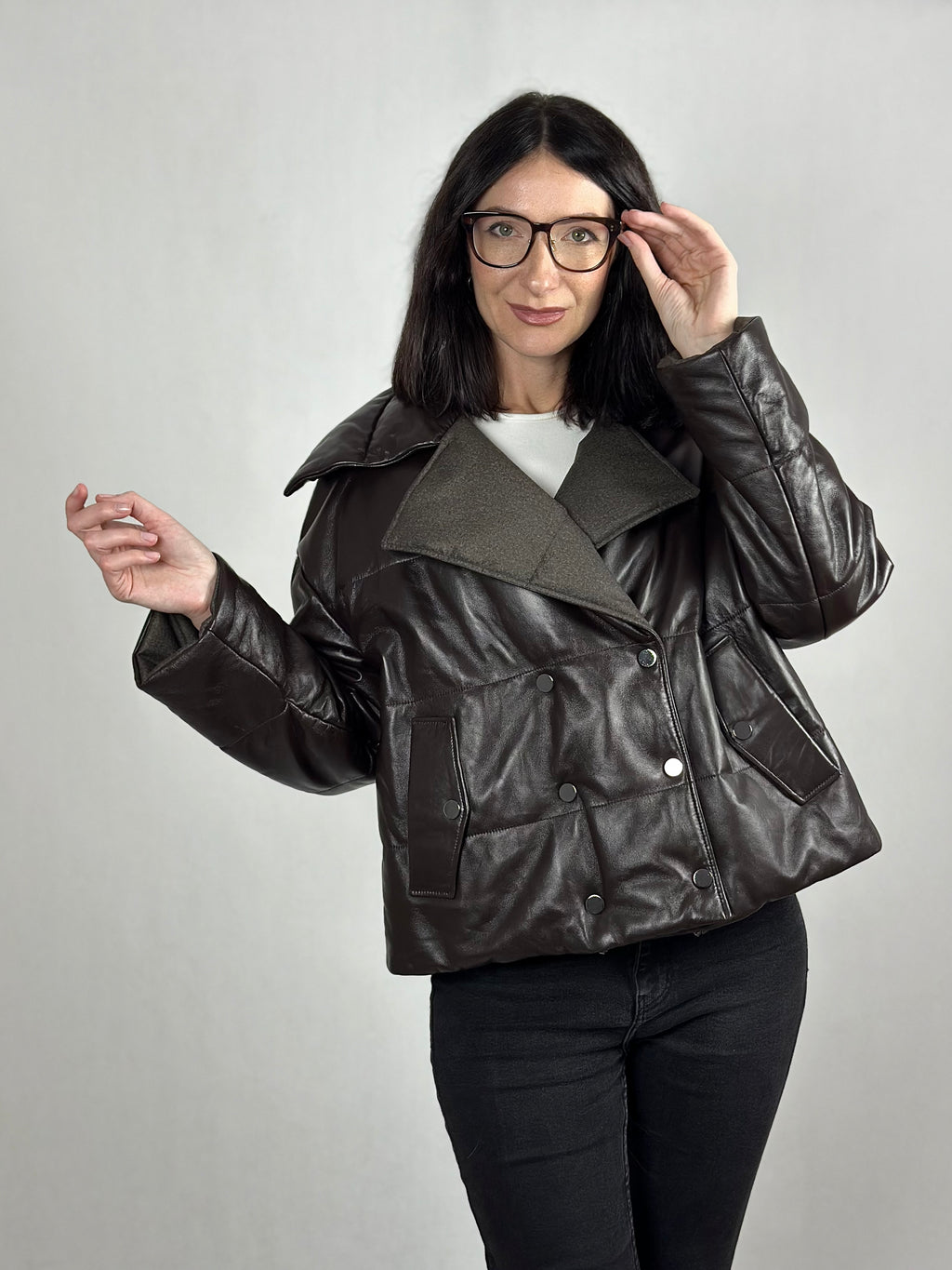 Dwustronna ocieplana damska kurtka skórzana