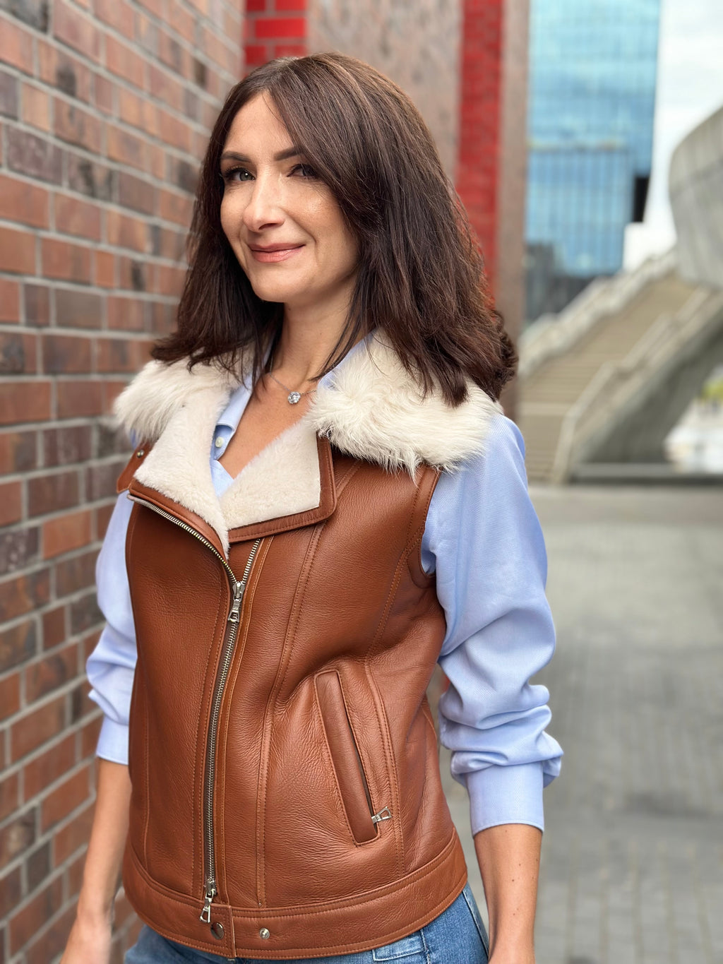 Kamizelka ze skóry naturalnej owczej