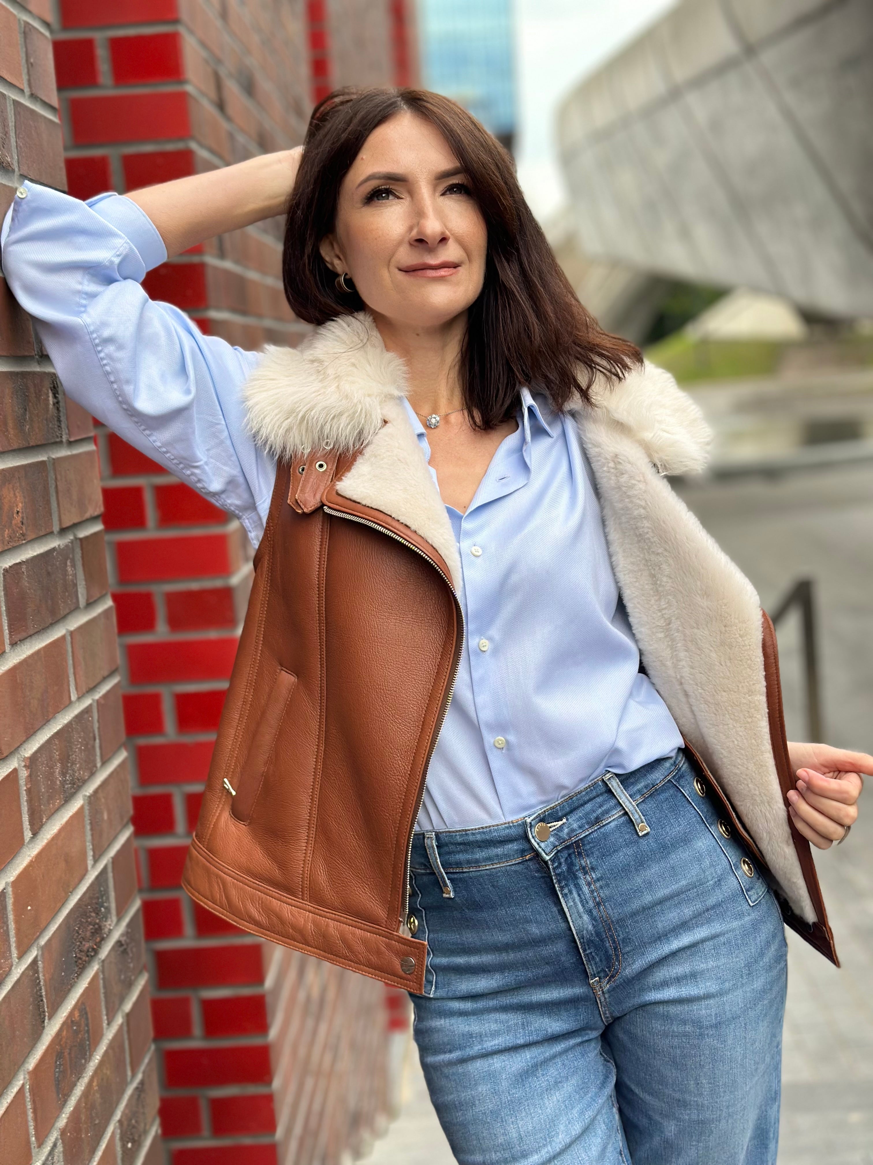 Kamizelka ze skóry naturalnej owczej