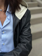 Kurtka skórzana z kapturem