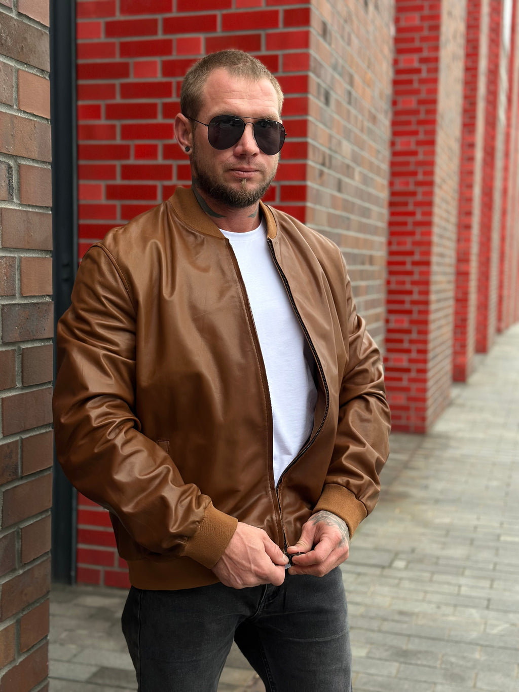 Skórzana kurtka w stylu bomber
