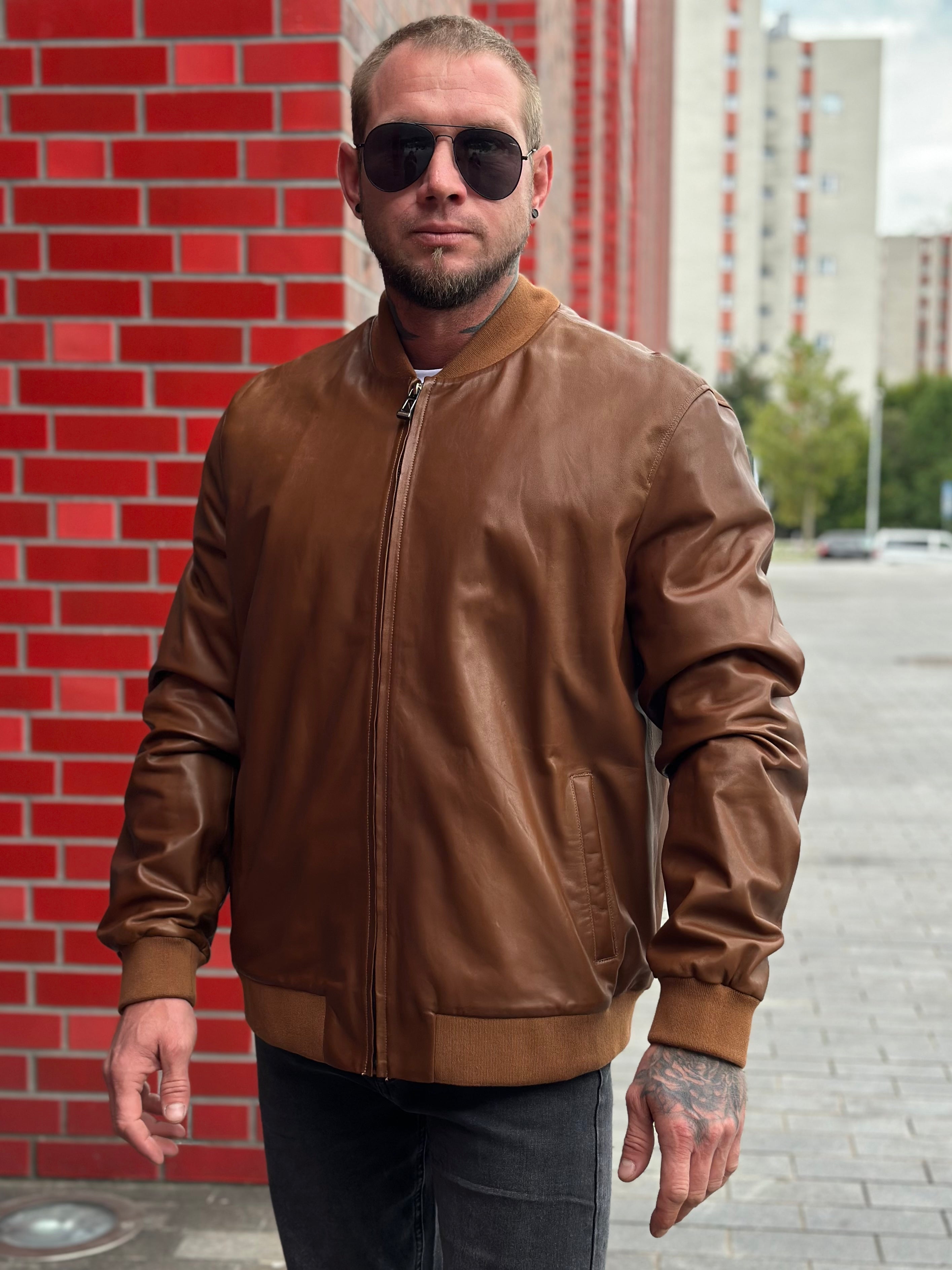 Skórzana kurtka w stylu bomber
