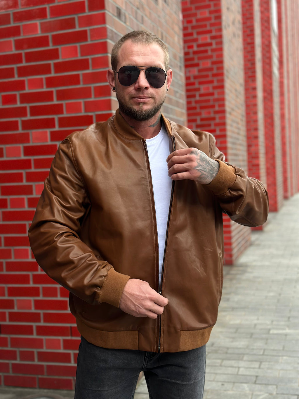 Skórzana kurtka w stylu bomber