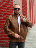 Skórzana kurtka w stylu bomber