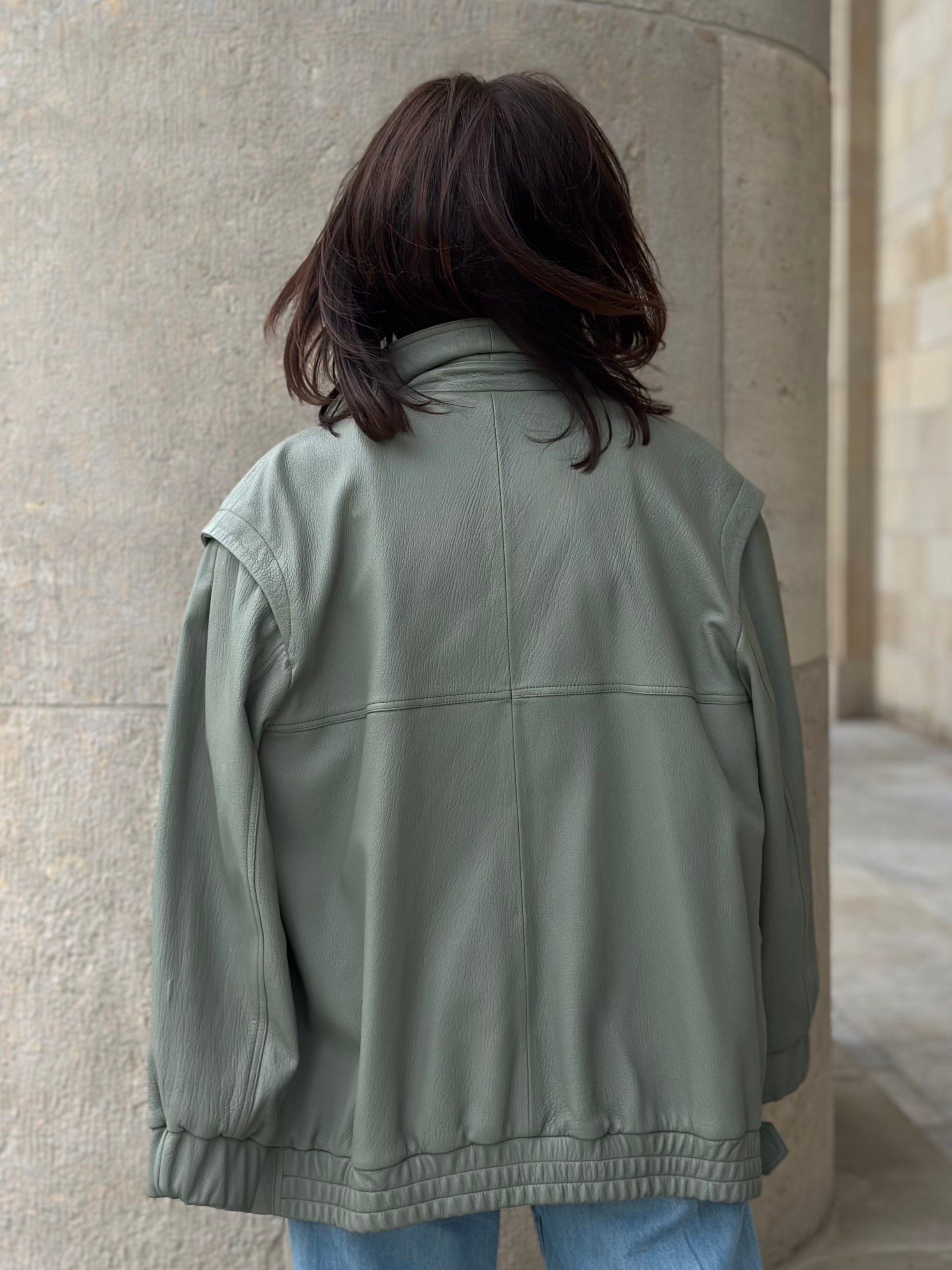 Oversize'owa skórzana kurtka