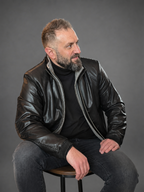 Brown men’s leather bomber jacket