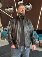 Męski skórzany bomber brązowy