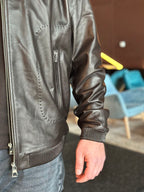 Męski skórzany bomber brązowy